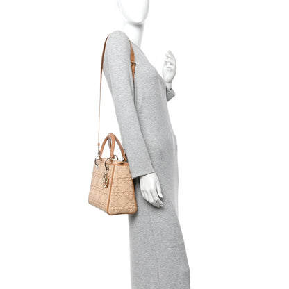 Christian Dior Raffia Medium Lady Dior Bag Beige 2 of 9