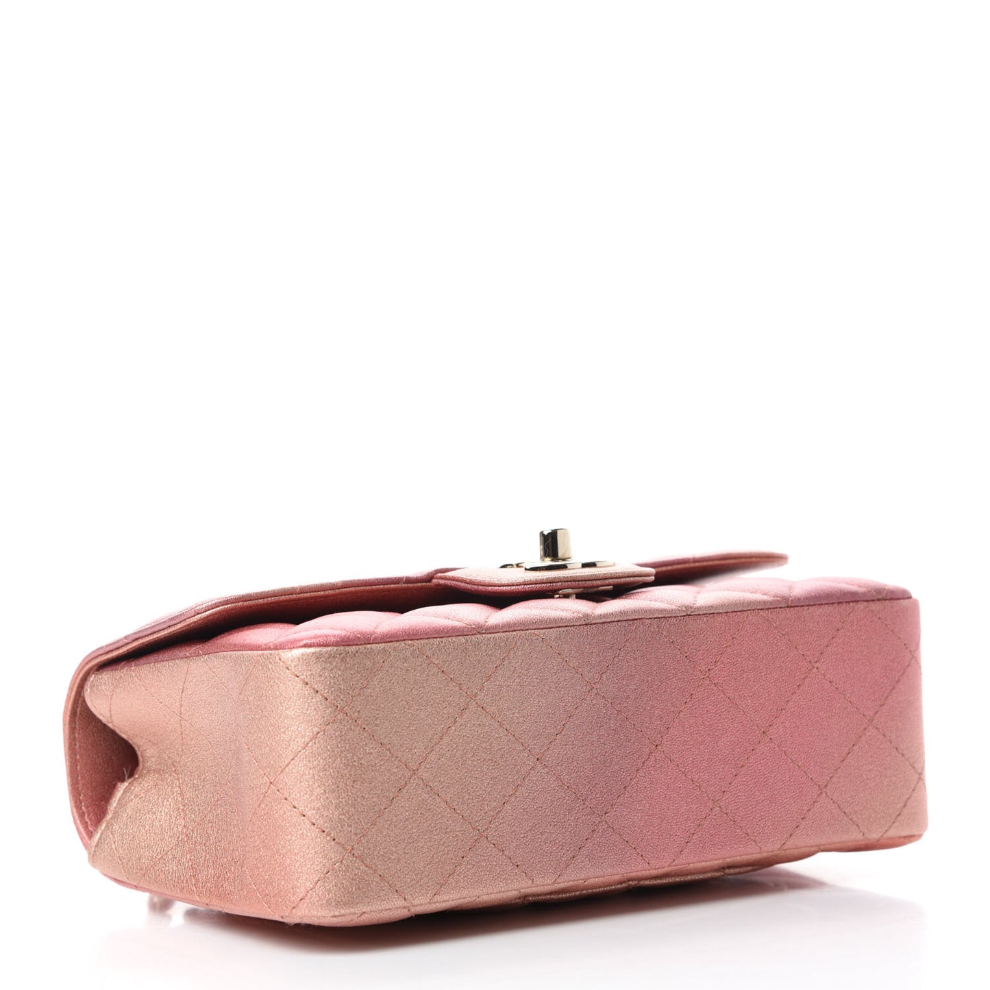 Metallic Lambskin Quilted Ombre Mini Rectangular Flap Pink