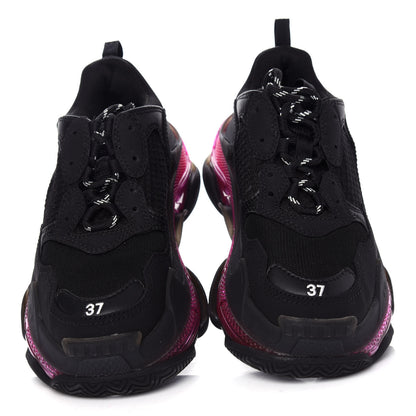 Balenciaga Fabric Mesh Clear Sole Fluo Womens Triple S Sneakers 37 Black Pink Neon 5 of 11