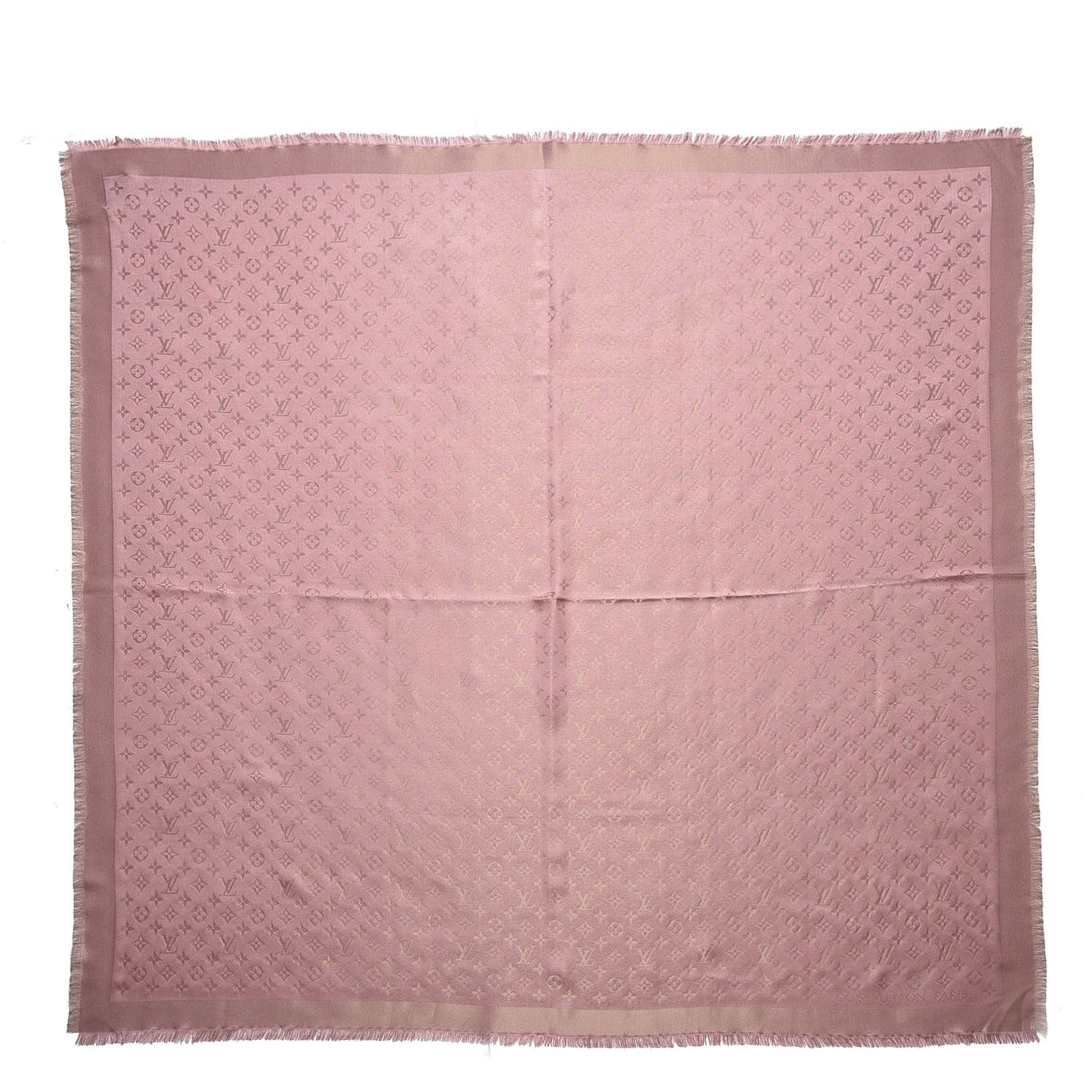 Silk Wool Monogram Shine Shawl Pink