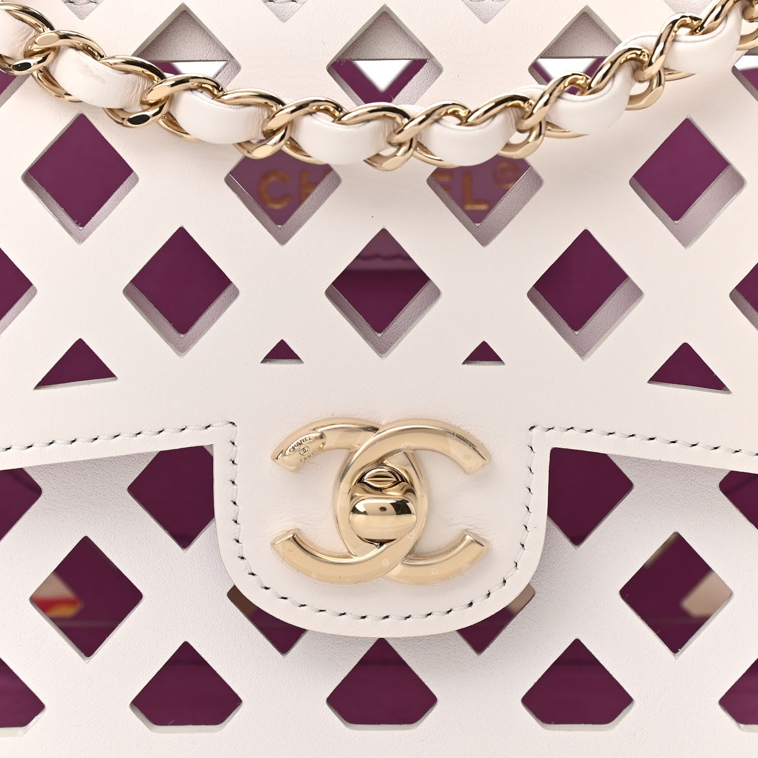 Chanel Lambskin Small Sea Through Flap White Multicolor 9 of 12