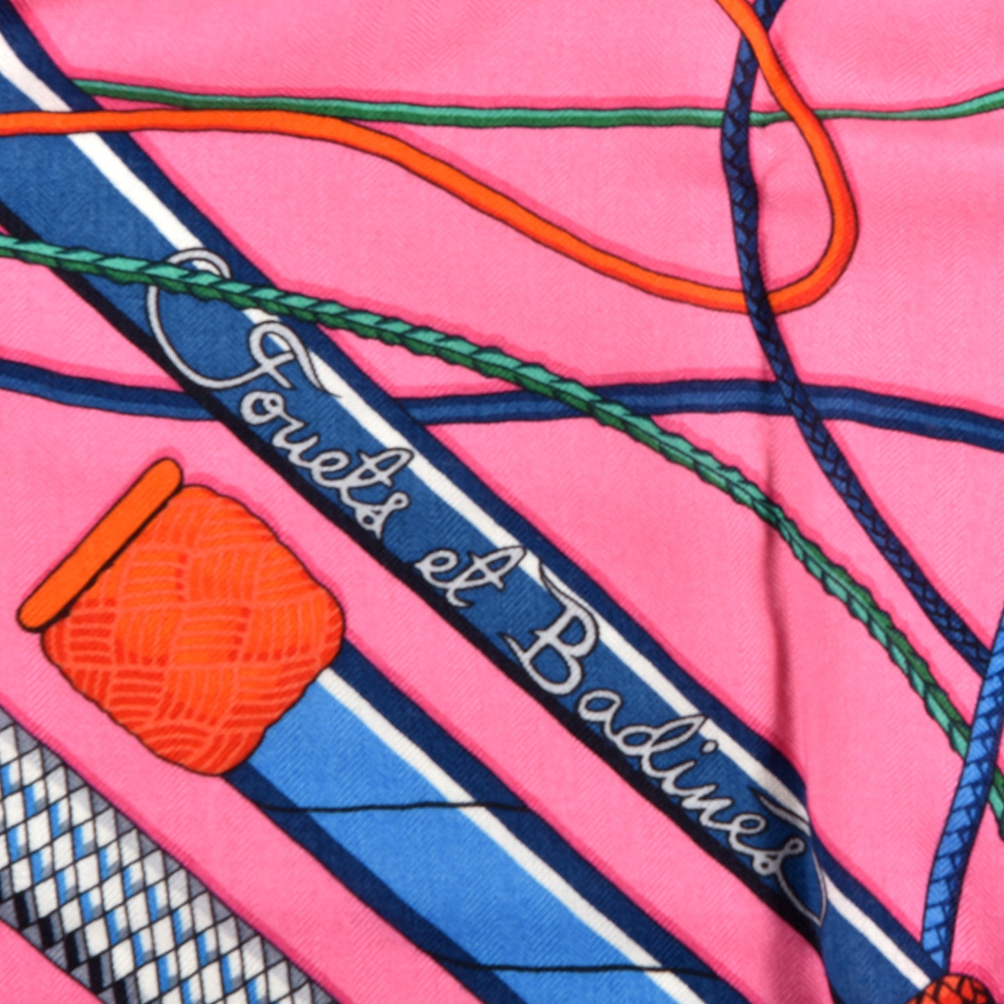 Silk Cashmere Fouets Et Badines Bandana Shawl 140 Rose Vif Bleu Rouge