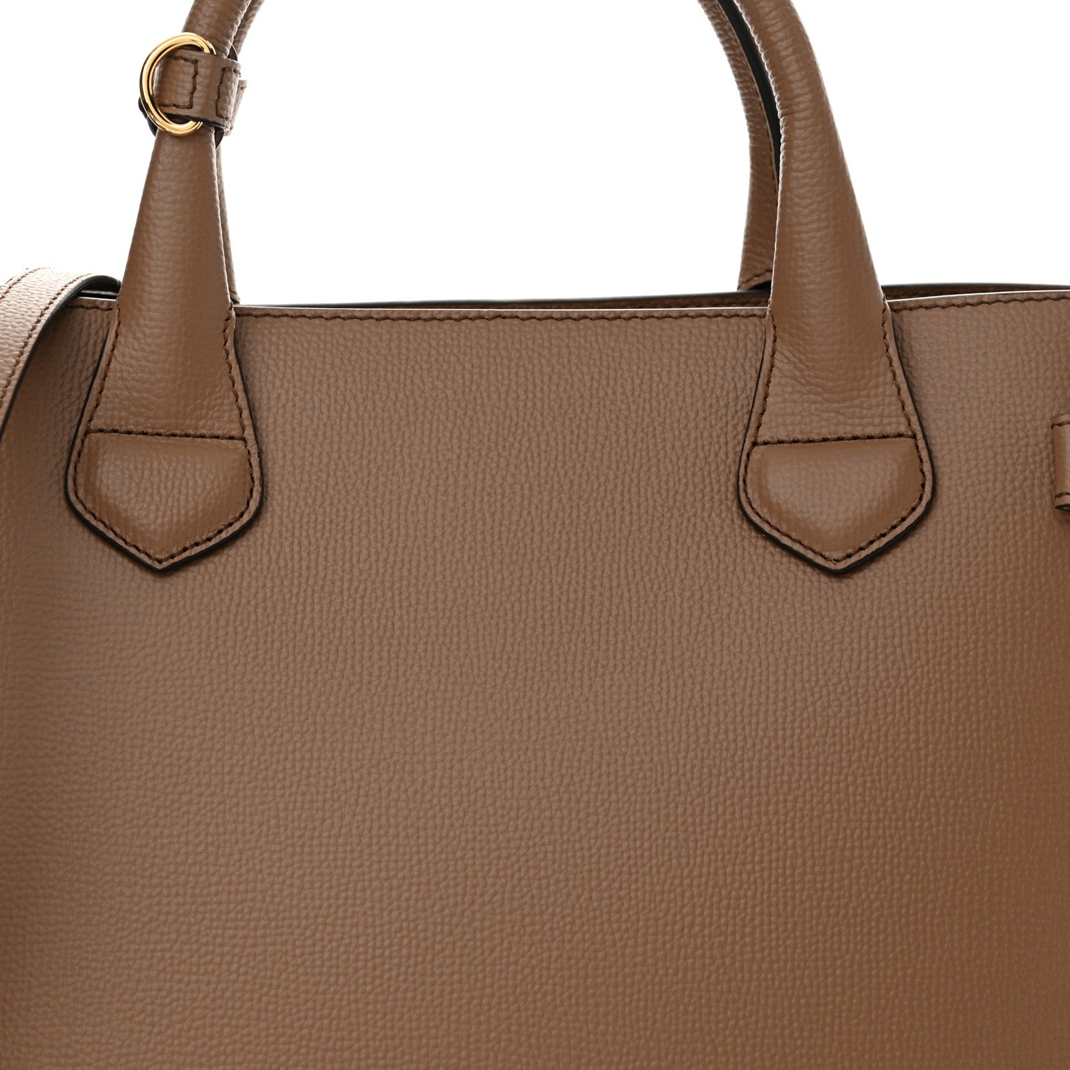 Burberry Grainy Calfskin House Check Medium Banner Tote Camel 7 of 9