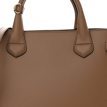Burberry Grainy Calfskin House Check Medium Banner Tote Camel 7 of 9