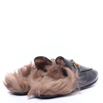 Gucci Patent Fur Womens Princetown Slippers 37.5 Black 4 of 10