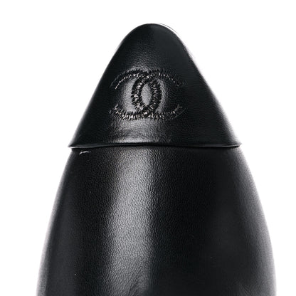 Chanel Lambskin Patent Cap Toe CC Short Ankle Boots 37 Black 10 of 11