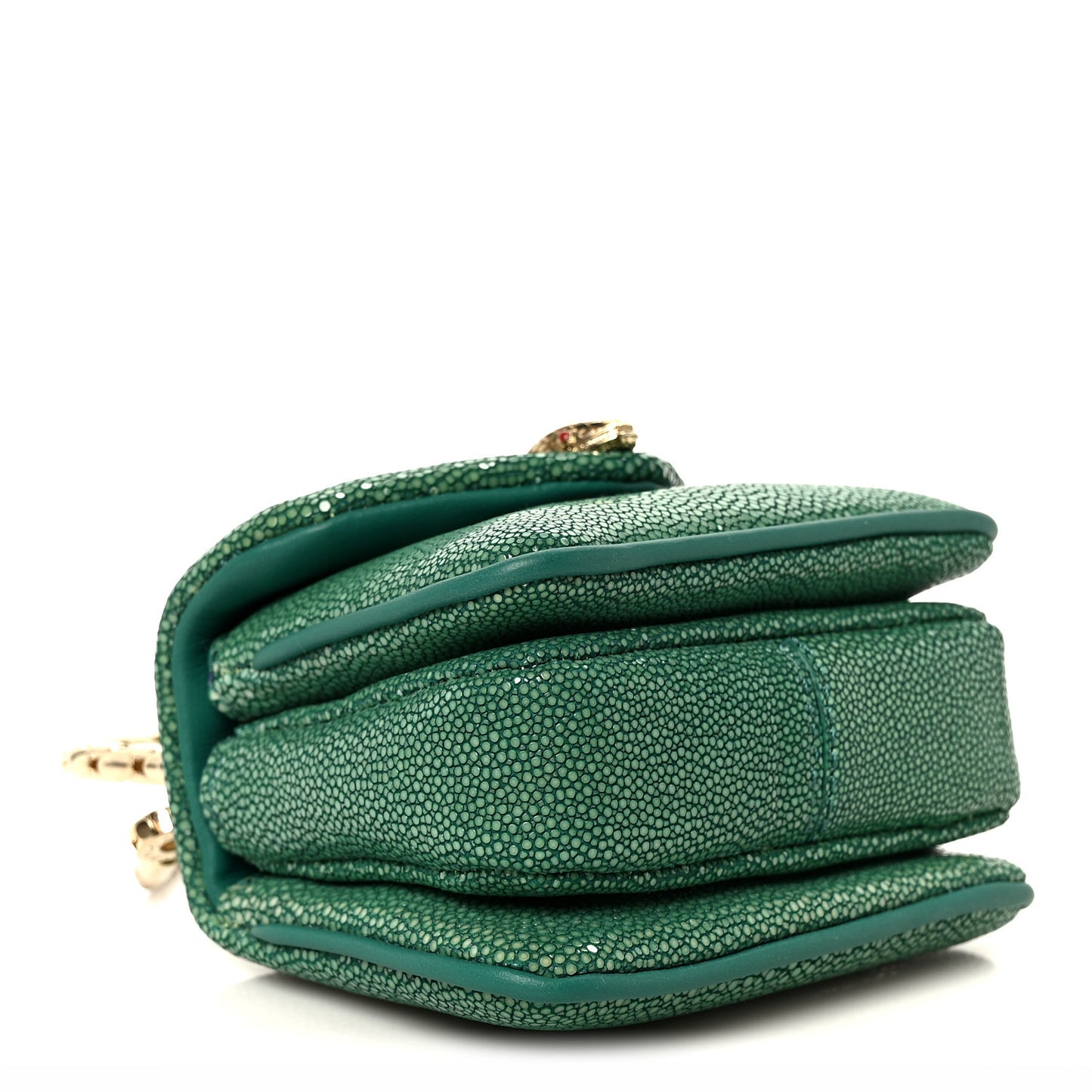 Galuchat Serpenti Reverse Micro Top Handle Emerald Green