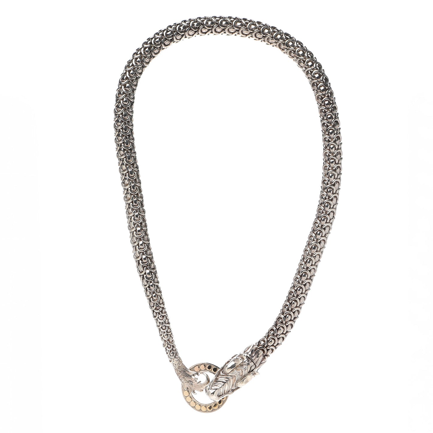 Sterling Silver 18K Yellow Gold Naga Dragon Collar Necklace
