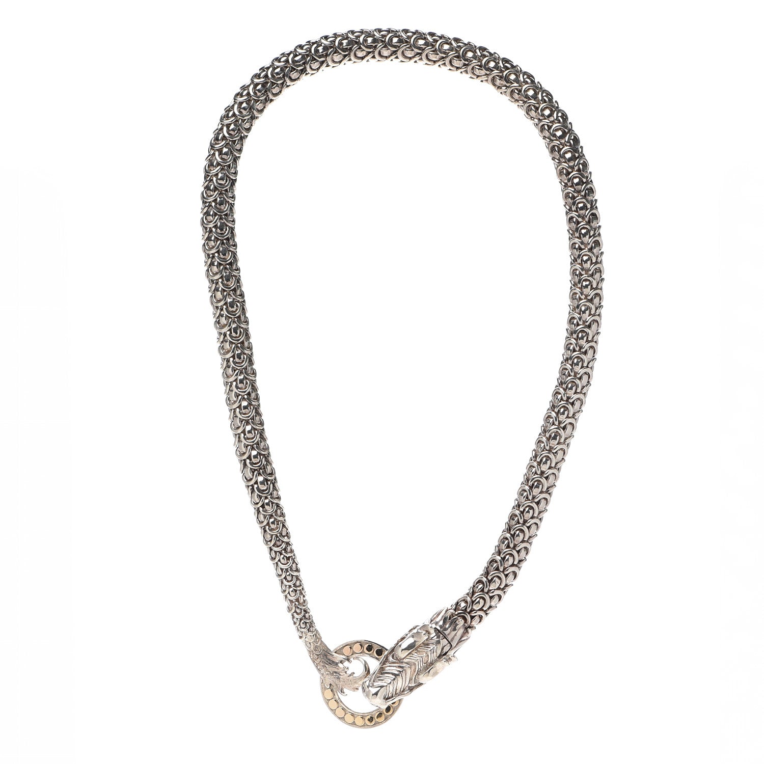 John Hardy Sterling Silver 18K Yellow Gold Naga Dragon Collar Necklace 3 of 4