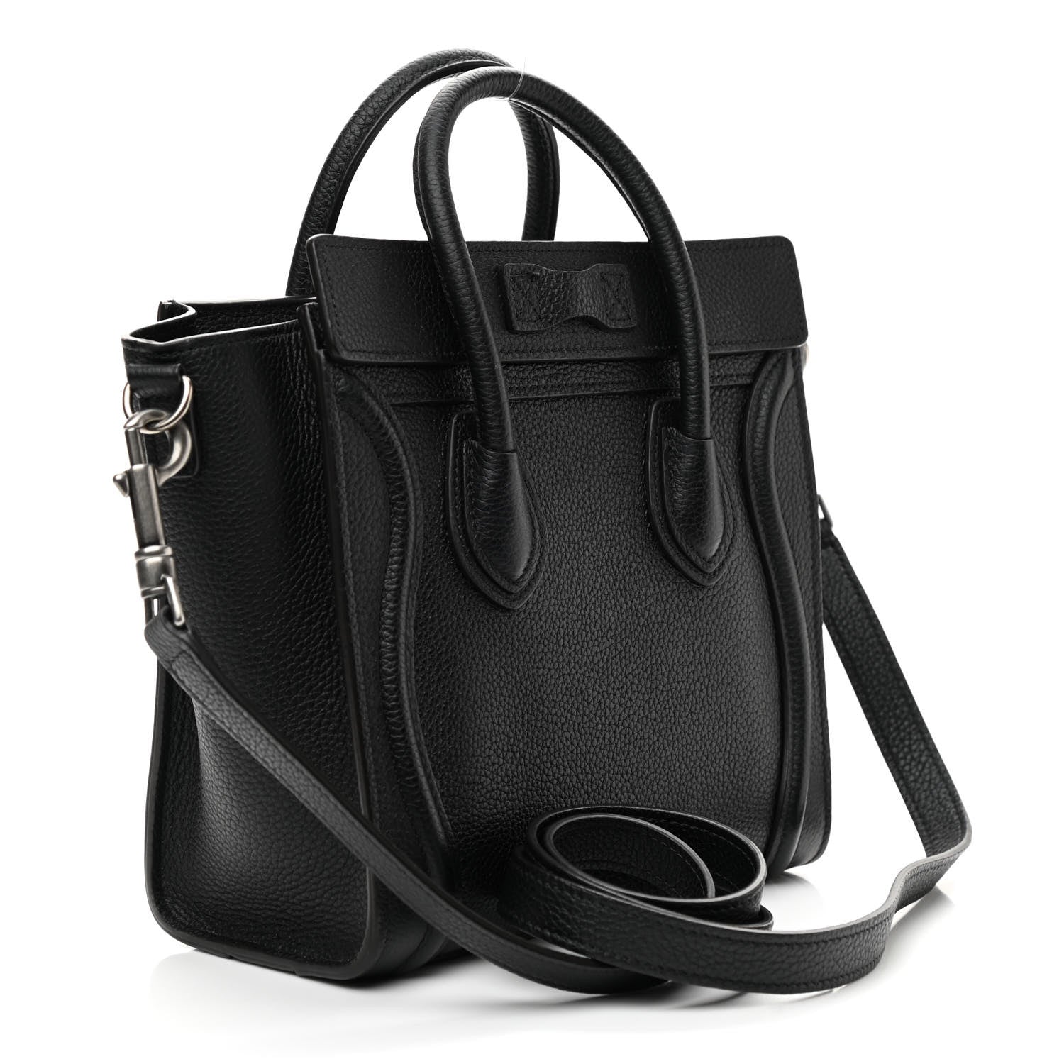 Celine Drummed Calfskin Nano Luggage Black 3 of 9