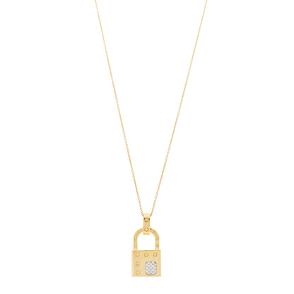 Roberto Coin 18K Yellow Gold Diamond Pois Mois Lock Pendant Necklace 1 of 5