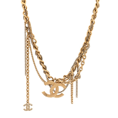 Chanel Metal Chain Link CC Multi Strand Choker Necklace Gold 1 of 5