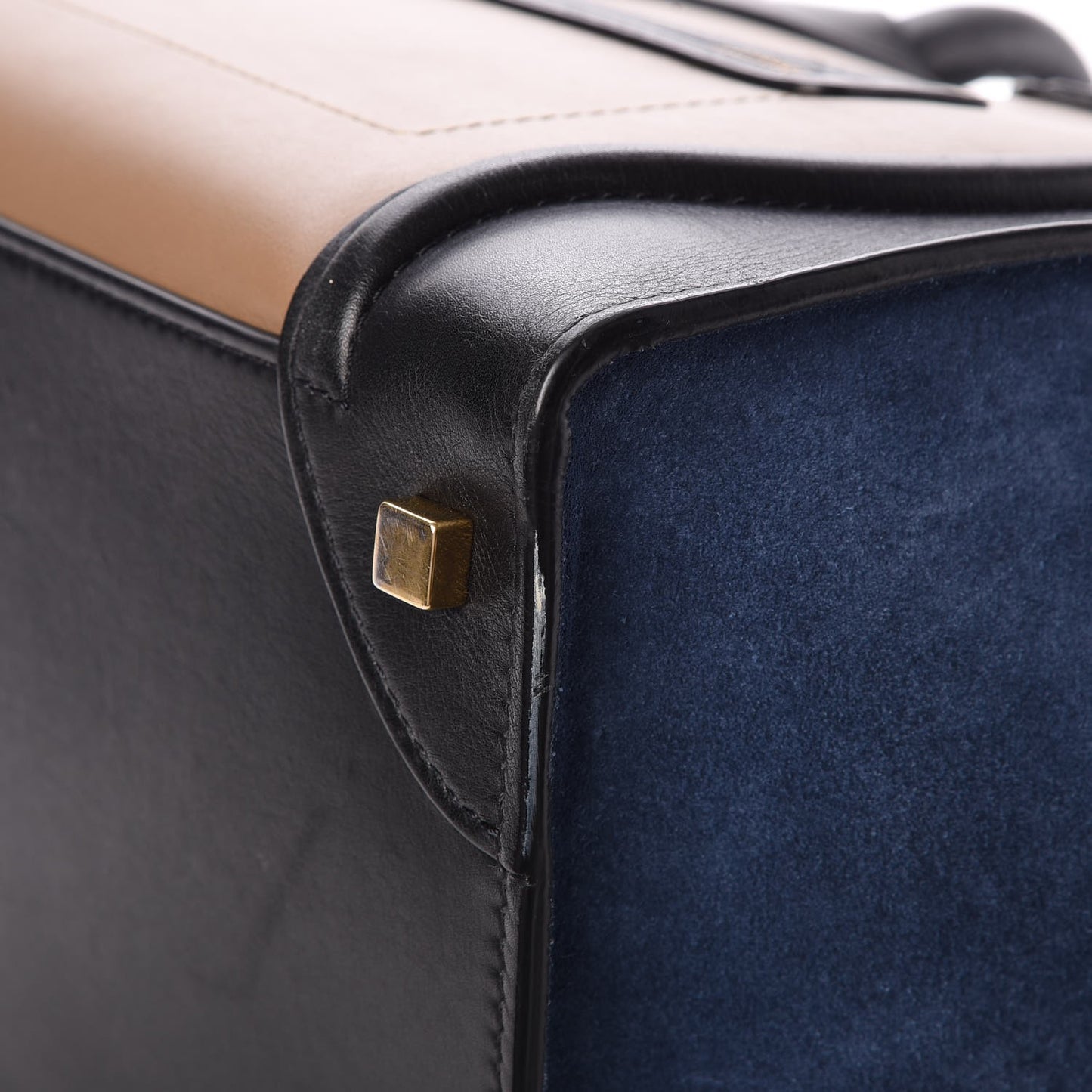 Smooth Calfskin Suede Tri-color Mini Luggage Beige