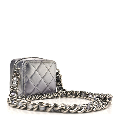 Chanel Gradient Metallic Lambskin Quilted Like A Wallet Clutch With Chain Silver Purple 3 of 13