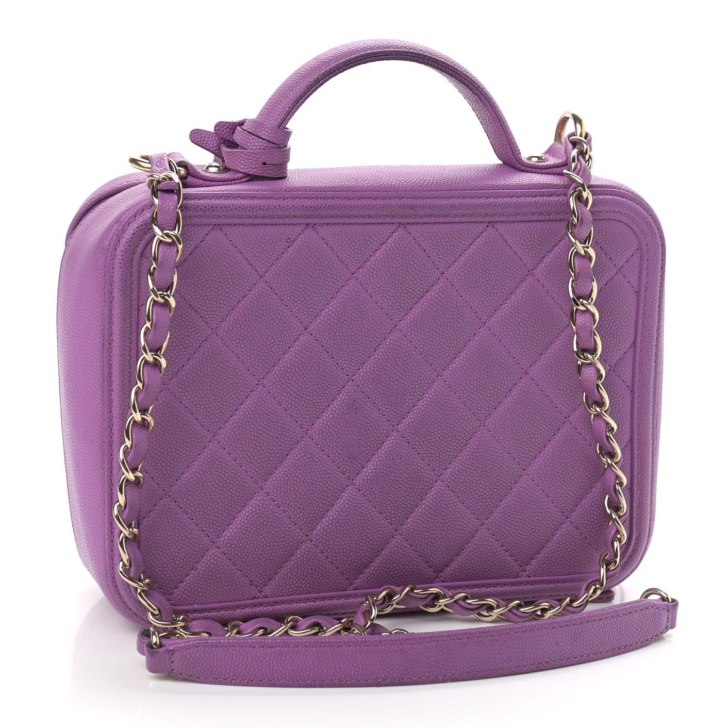 Chanel Caviar Quilted Medium CC Filigree Vanity Case Purple 3 of 16