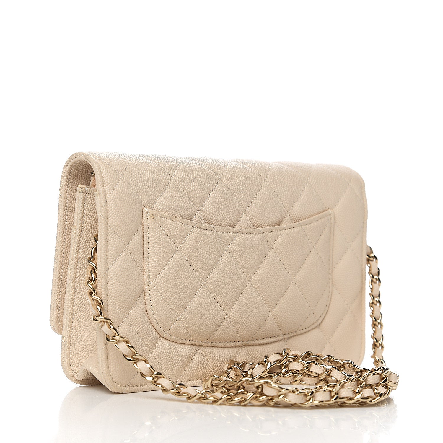 Chanel Caviar Quilted Wallet On Chain WOC Light Beige 2 of 13
