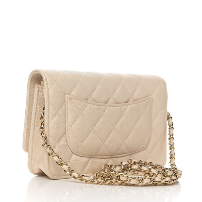 Chanel Caviar Quilted Wallet On Chain WOC Light Beige 2 of 13