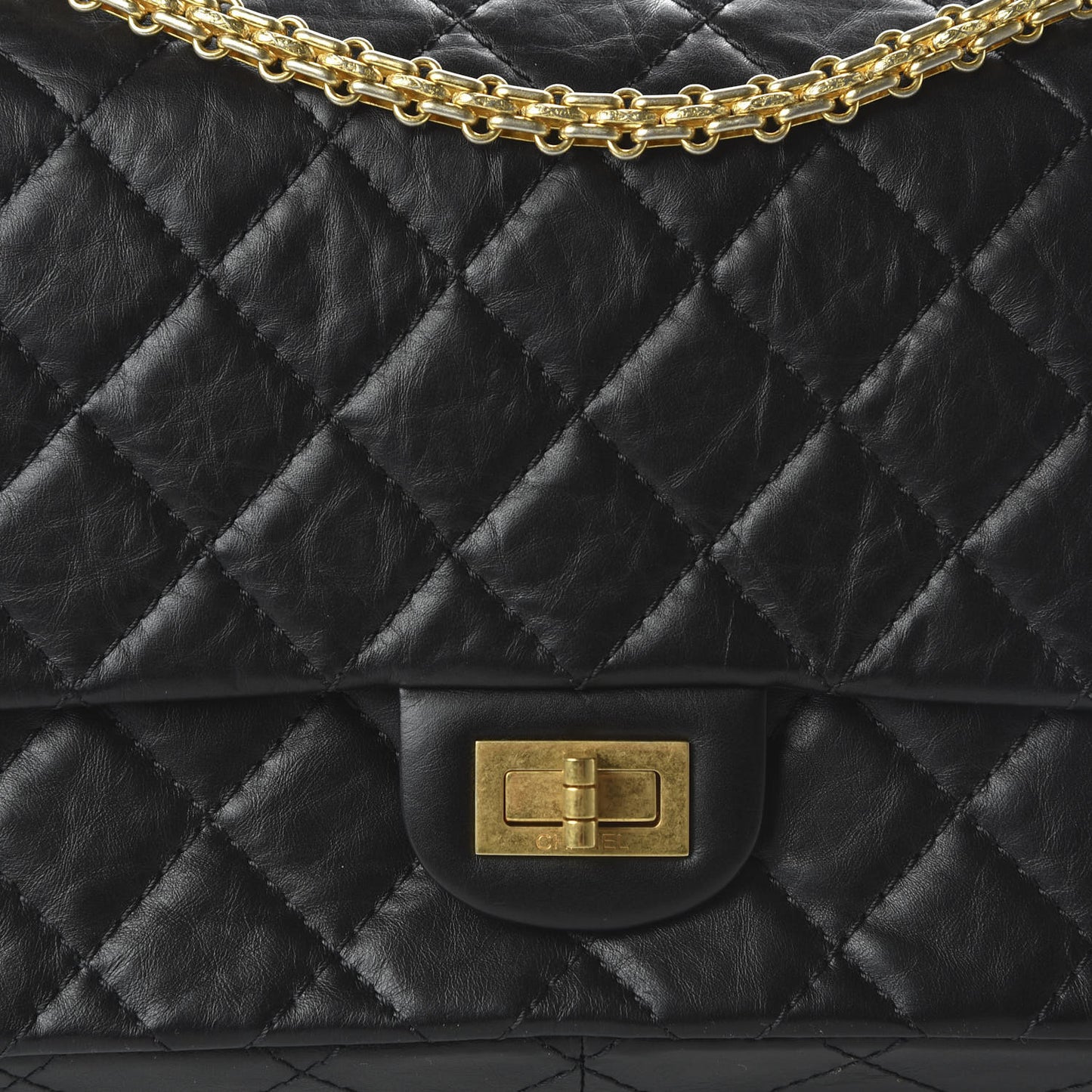 Aged Calfskin Quilted 2.55 Reissue 226 Flap Black