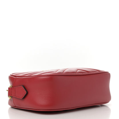 Gucci Calfskin Matelasse Mini GG Marmont Chain Shoulder Bag Hibiscus Red 4 of 14