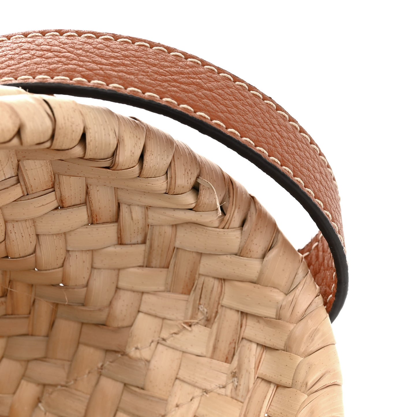 Raffia Calfskin Marcie Basket Tan