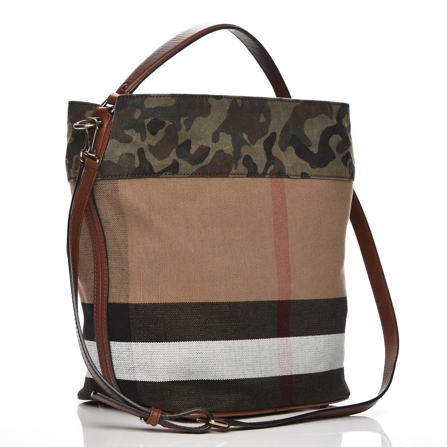 Burberry Canvas Mega Check Camouflage Medium Susanna Hobo Russet Brown 4 of 12