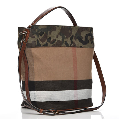 Burberry Canvas Mega Check Camouflage Medium Susanna Hobo Russet Brown 4 of 12