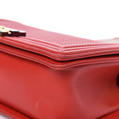 Chanel Lambskin Embossed Medium Boy Cube Flap Red 10 of 19