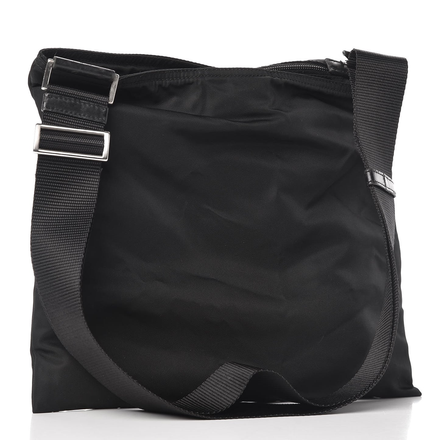 Nylon Flat Messenger Bag Black