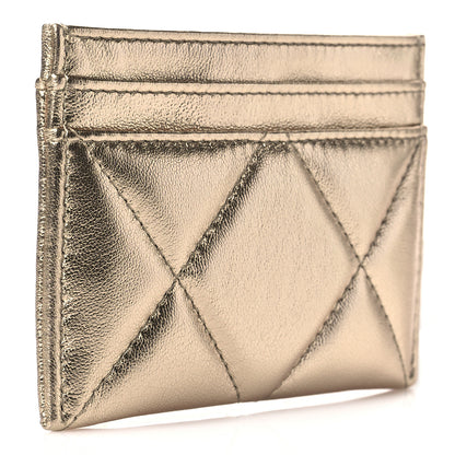 Chanel Metallic Lambskin Quilted Chanel 19 Card Holder Gold 3 of 11