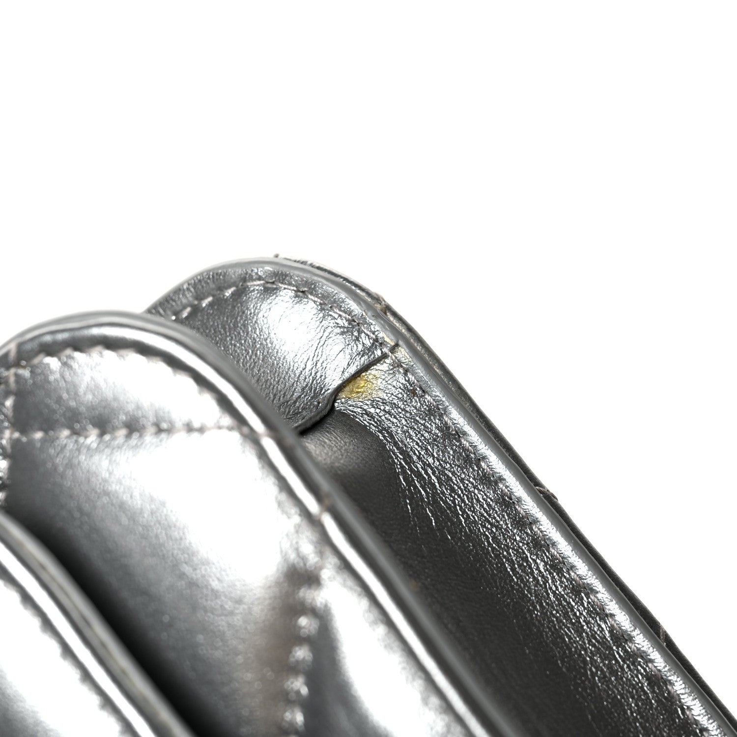 Balenciaga Metallic Calfskin Quilted Touch B Wallet On Chain Silver 10 of 11