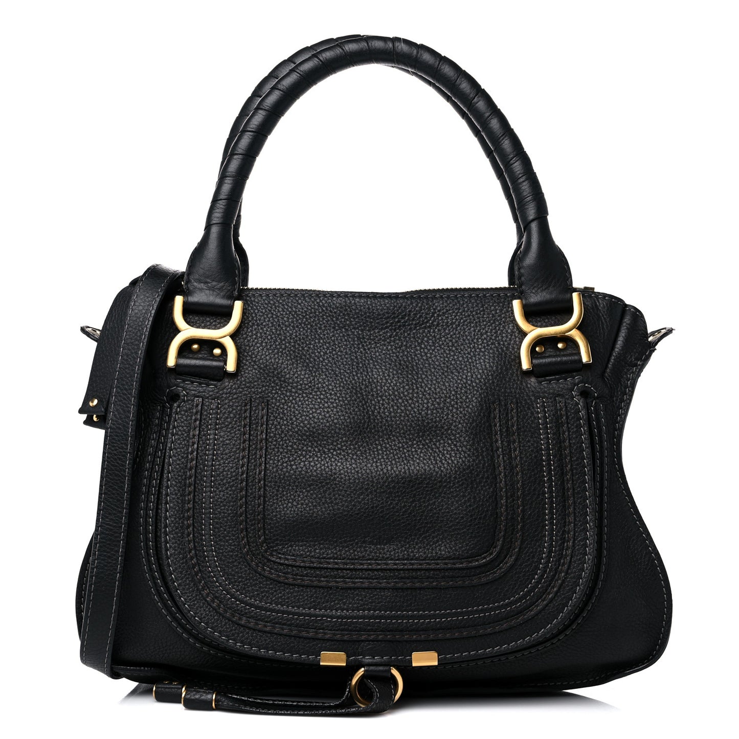 Calfskin Medium Marcie Satchel Black