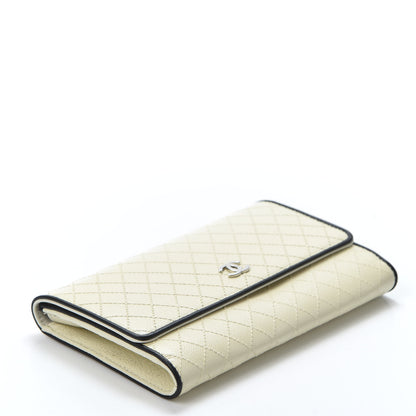 Chanel Calfskin Diamond Stitched Long Flap Wallet Ivory 3 of 10
