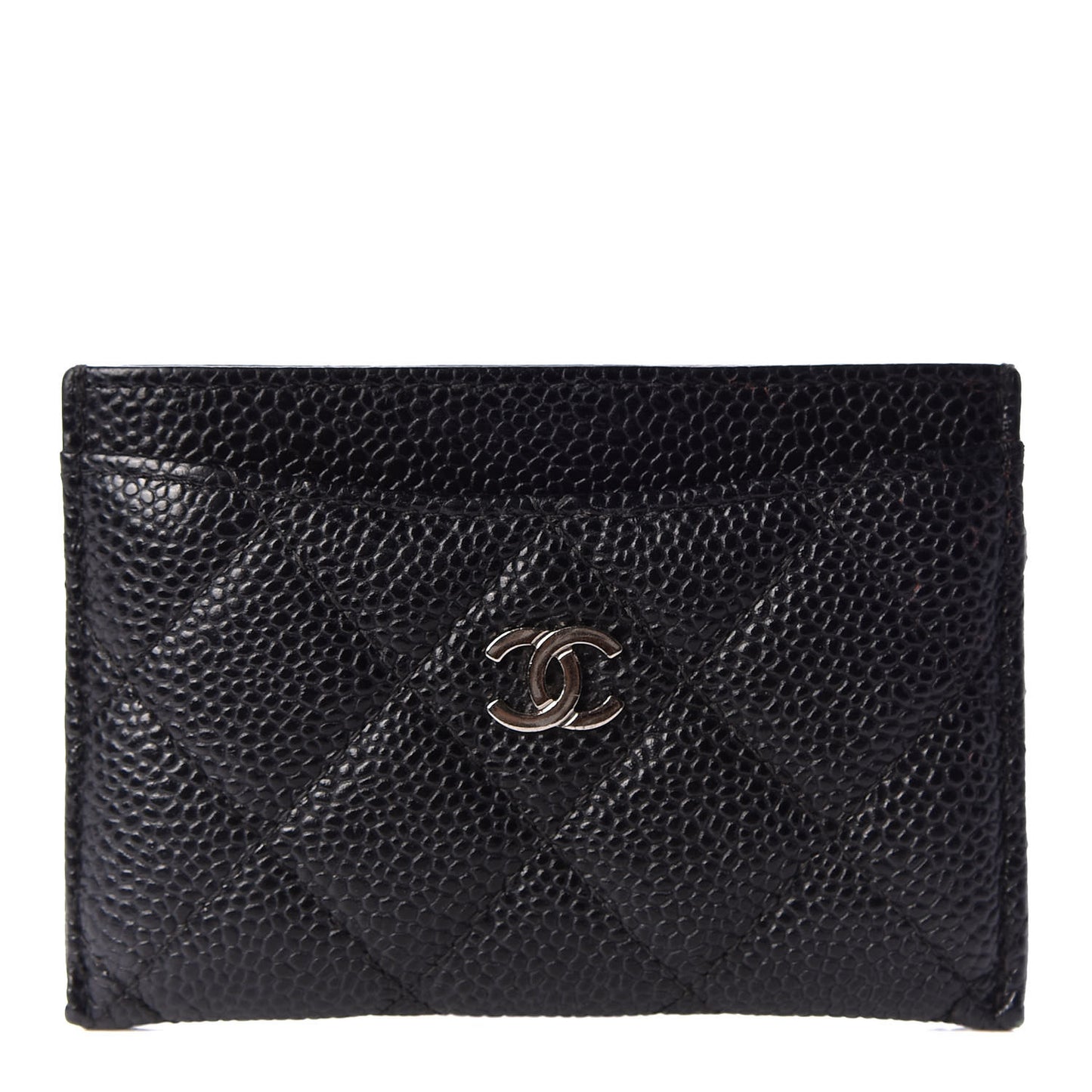 Caviar Quilted Card Holder Black