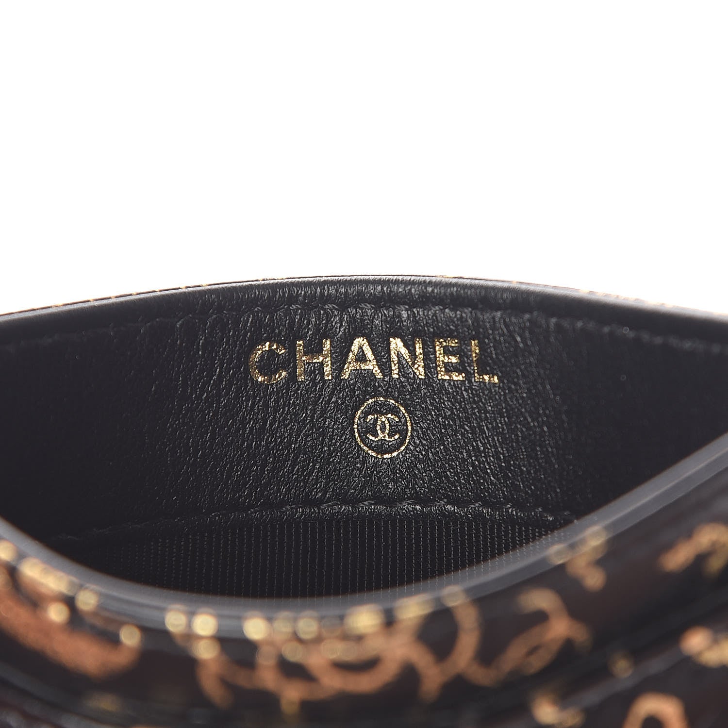 Chanel Calfskin Crocodile Embossed Graffiti 2.55 Cocodile Reissue Card Holder Black Gold 6 of 9
