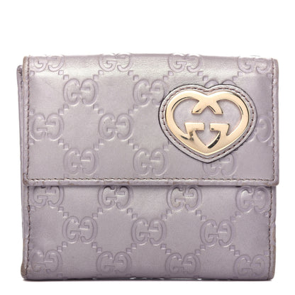 Gucci Metallic Soft Guccissima Lovely Heart French Flap Wallet Senanque 1 of 8