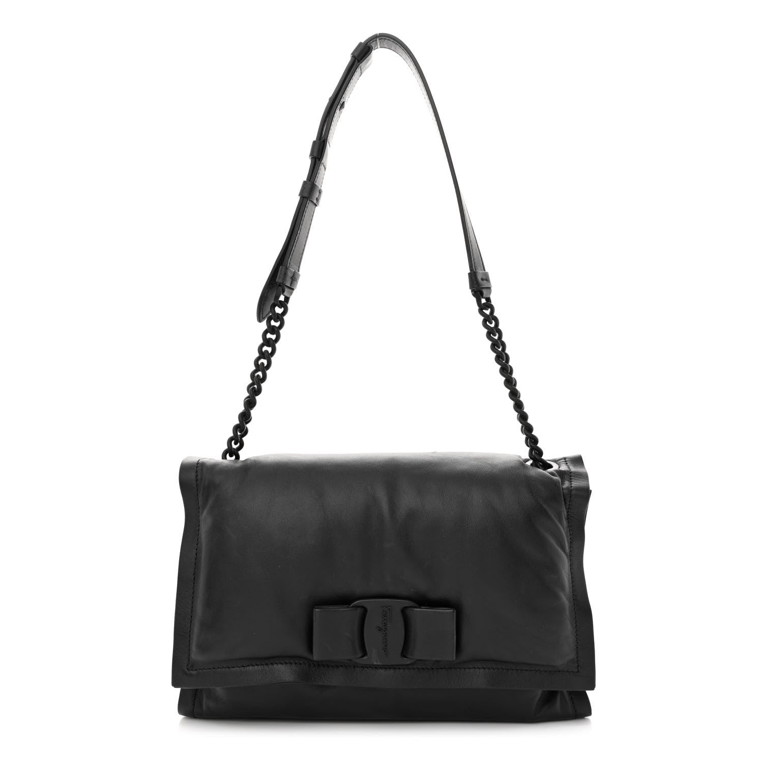 Salvatore Ferragamo Calfskin Small Viva Bow Shoulder Bag Black 1 of 10
