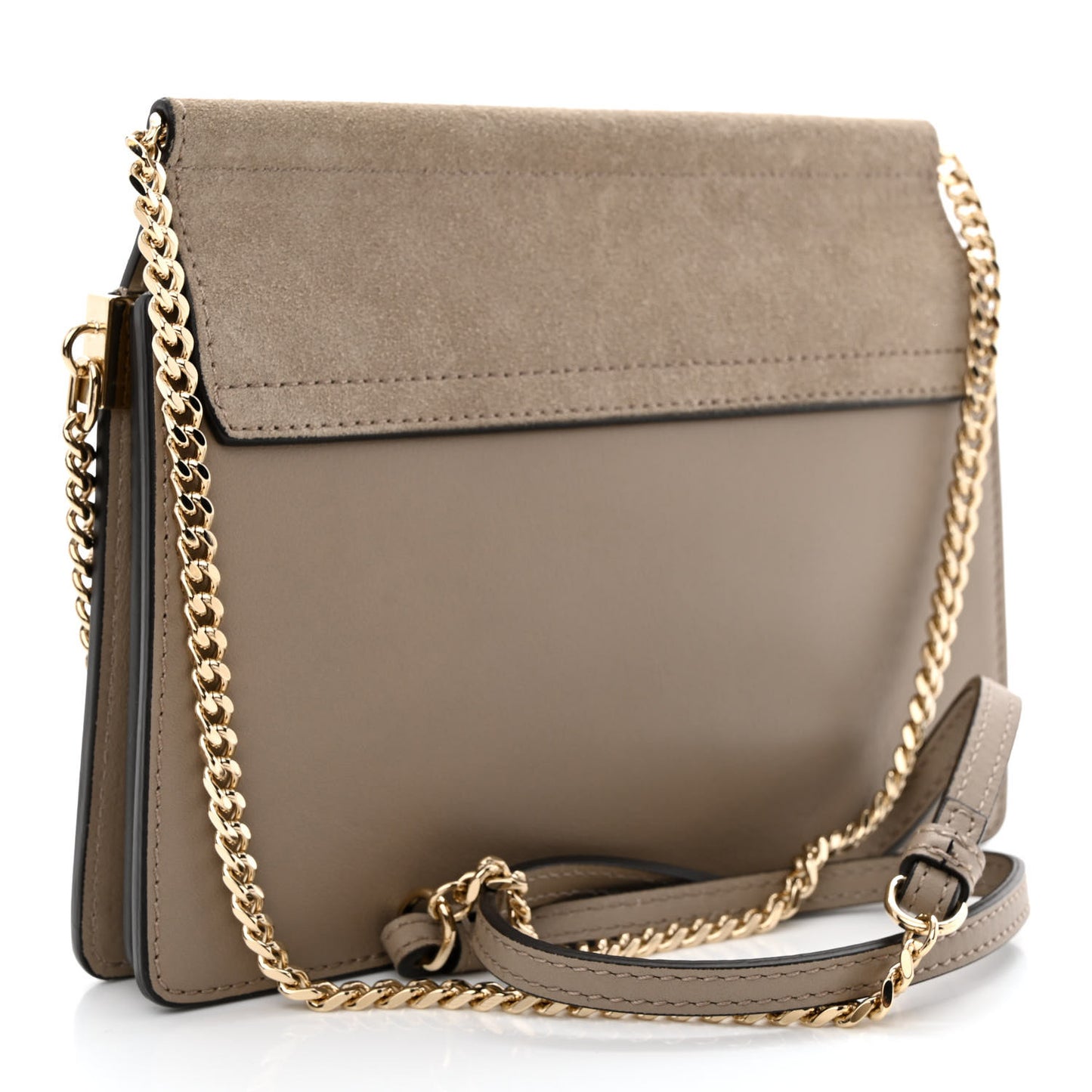 Calfskin Suede Mini Chain Faye Shoulder Bag Motty Grey