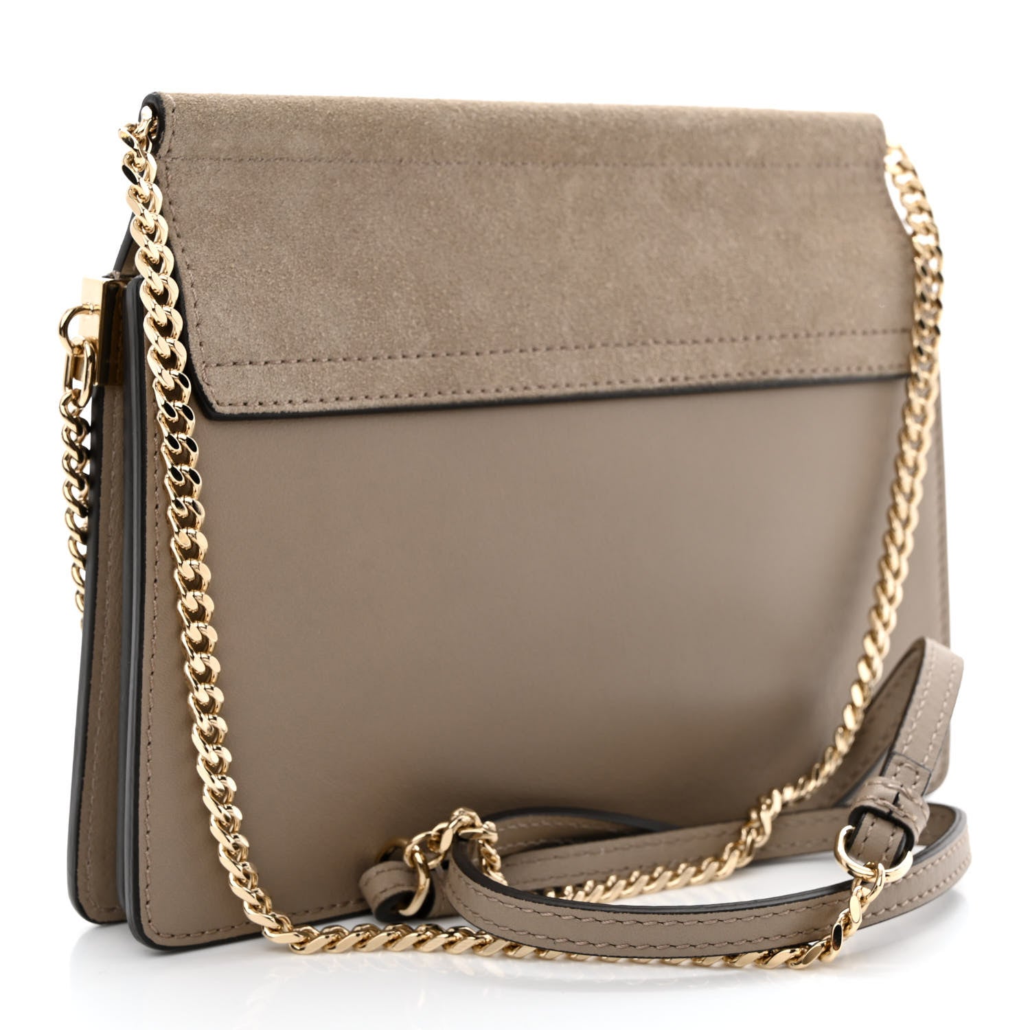 Chloe Calfskin Suede Mini Chain Faye Shoulder Bag Motty Grey 3 of 10
