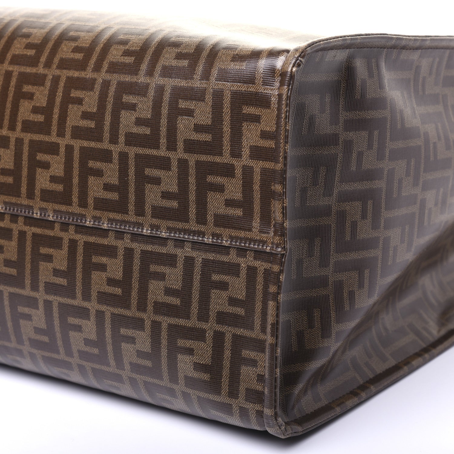Fendi X FILA Glazed Fabric FF 1974 Mania Large Shopping Tote Bag Mogano Panna White 7 of 18