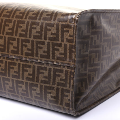 Fendi X FILA Glazed Fabric FF 1974 Mania Large Shopping Tote Bag Mogano Panna White 7 of 18