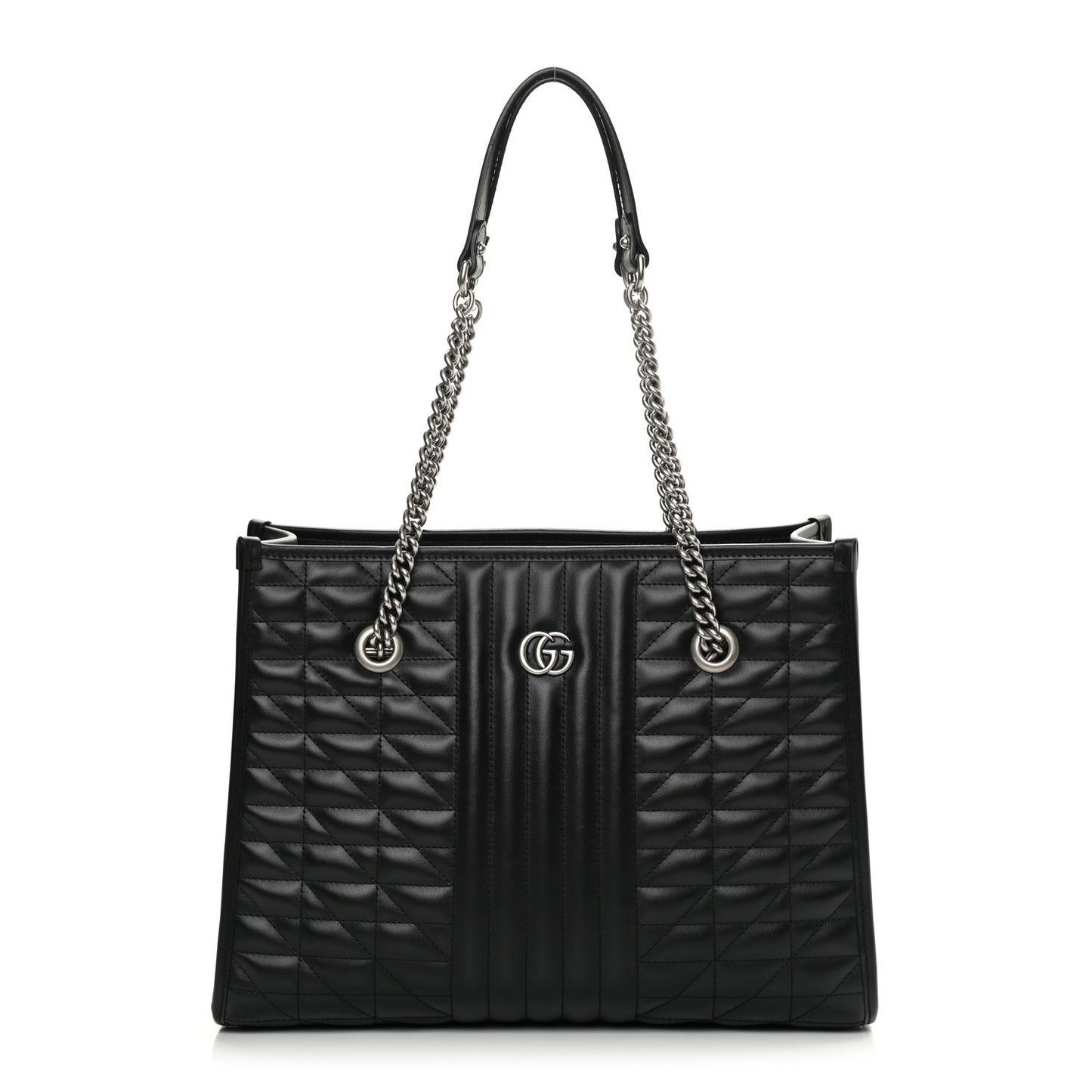 Calfskin Matelasse Aria Medium GG Marmont Shoulder Tote Black