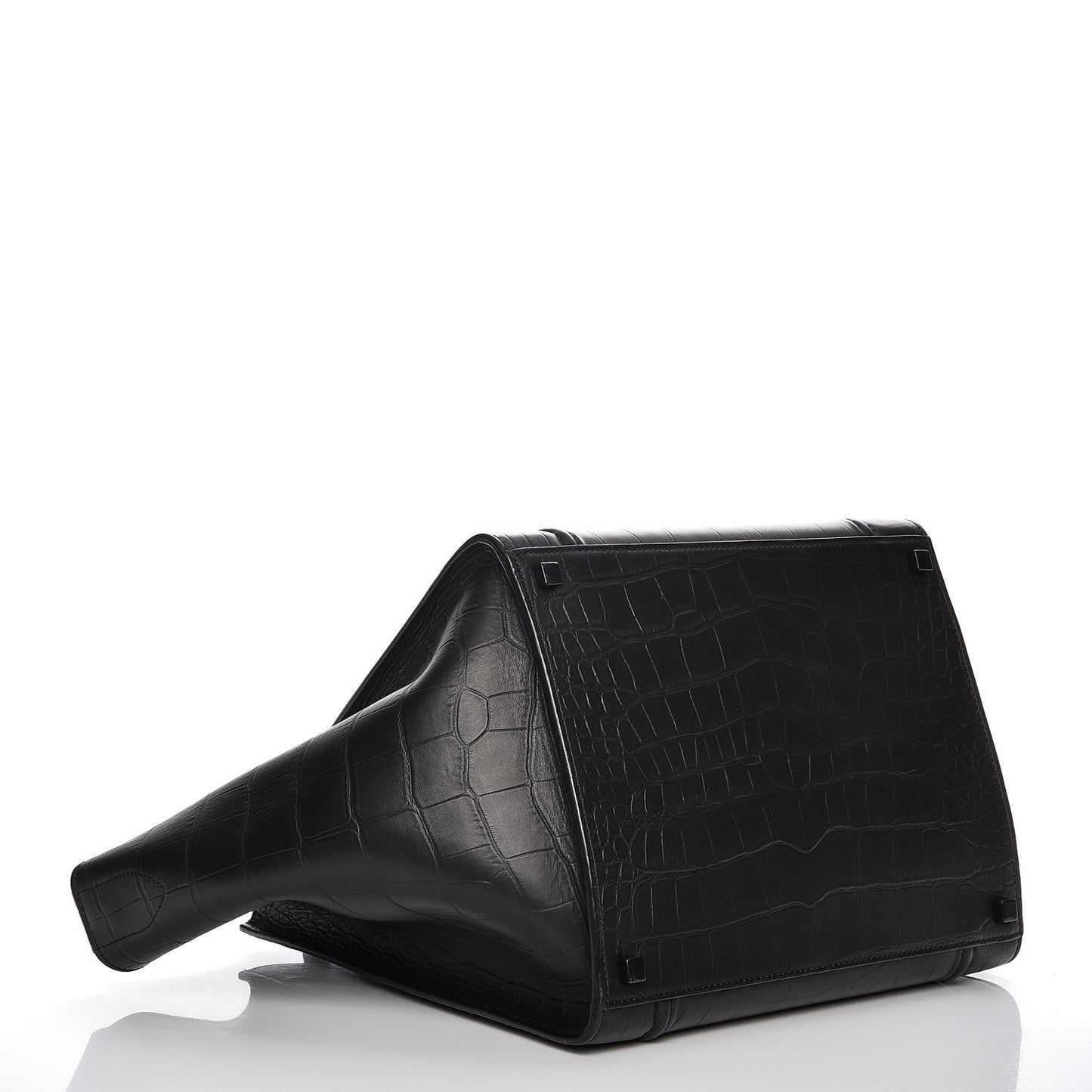 Crocodile Embossed Calfskin Medium Phantom Luggage Black