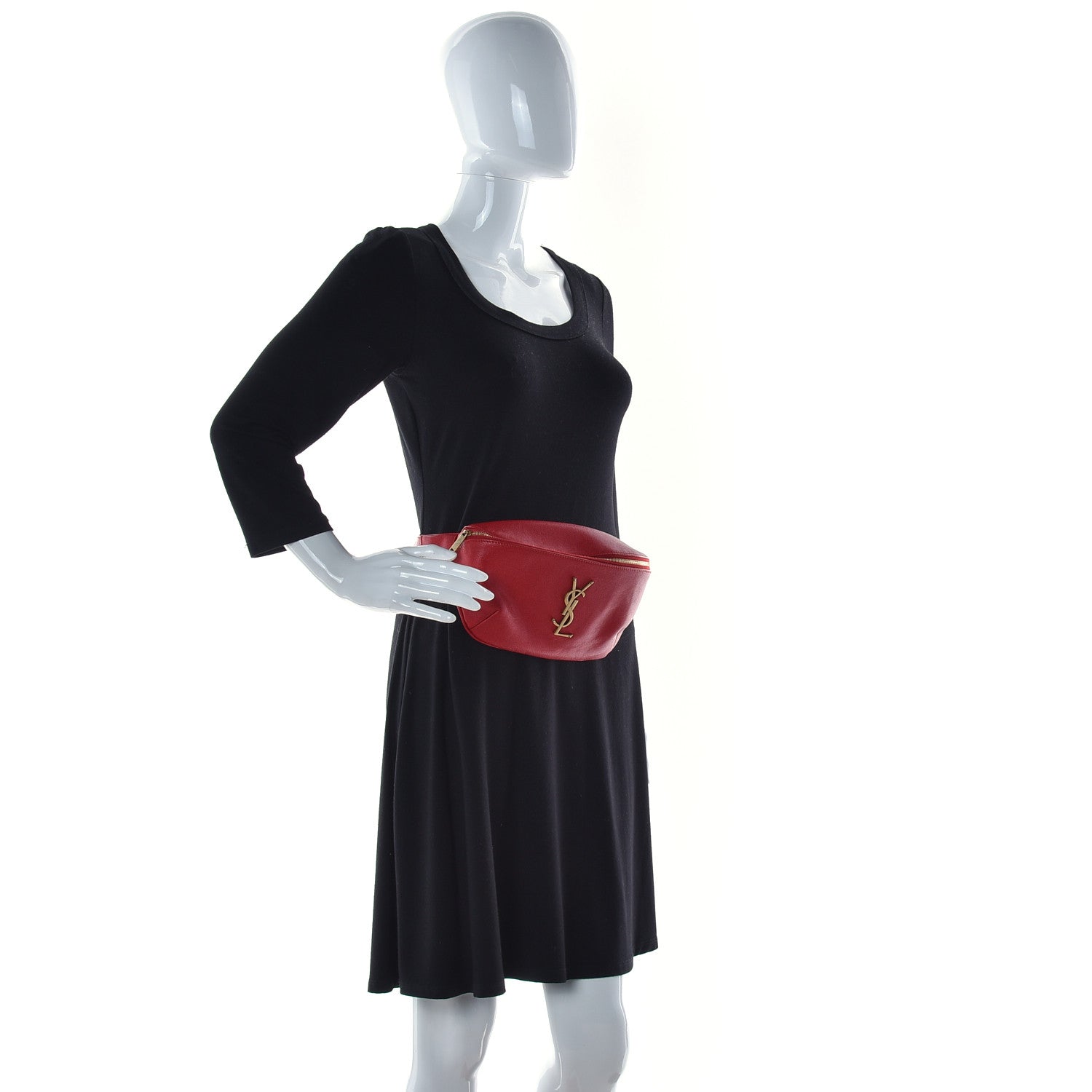 Saint Laurent Grain De Poudre Monogram Belt Bag Rouge Eros 3 of 13