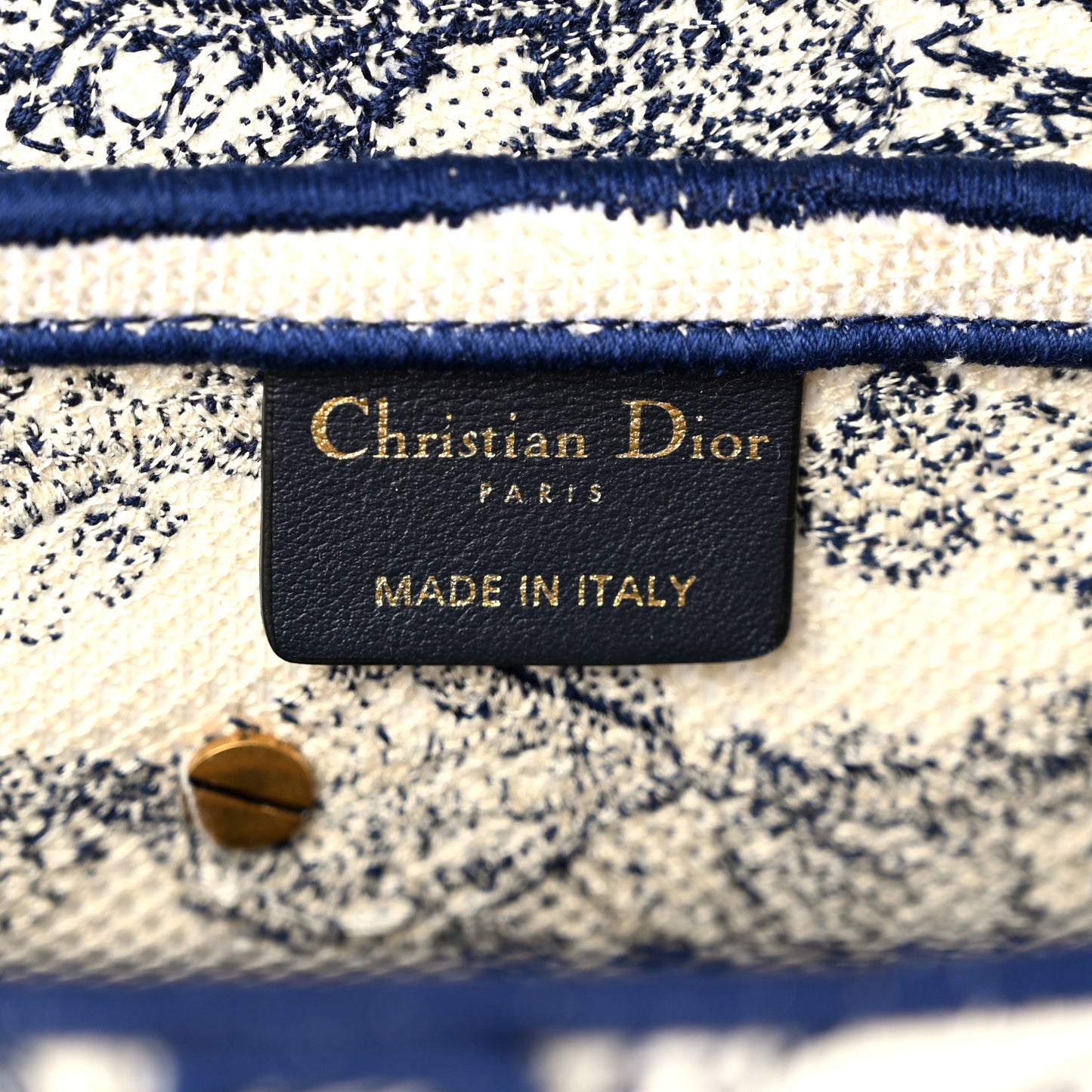 Canvas Embroidered Toile de Jouy Saddle Bag Blue