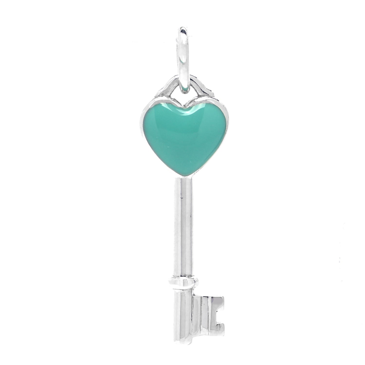 Tiffany Sterling Silver Enamel Key Pendant Blue 1 of 4