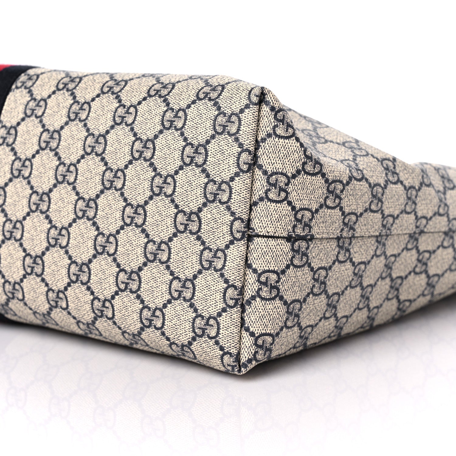 Gucci GG Supreme Monogram Textured Calfskin Web Medium Ophidia Shopping Tote Beige Blue 9 of 10