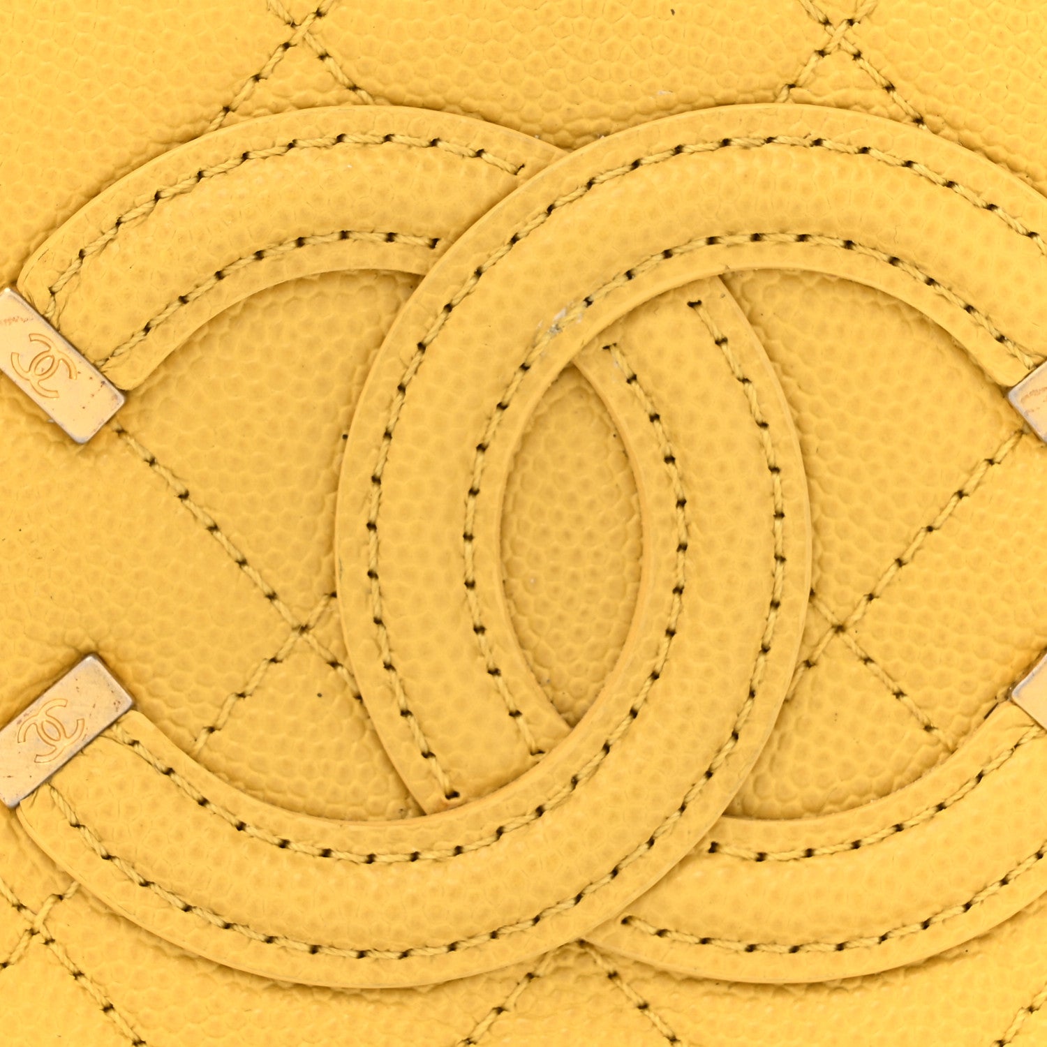 Chanel Caviar Quilted Small CC Filigree Vanity Case Yellow 8 of 14