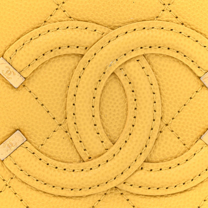 Chanel Caviar Quilted Small CC Filigree Vanity Case Yellow 8 of 14