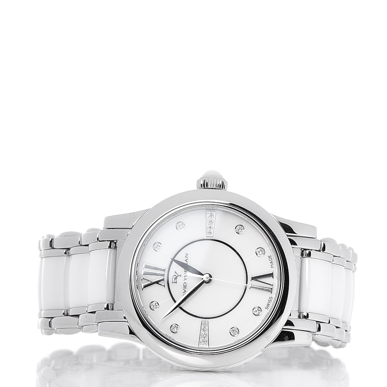 David Yurman Stainless Steel Ceramic Diamond 38mm Classic Quartz Watch White 4 of 11