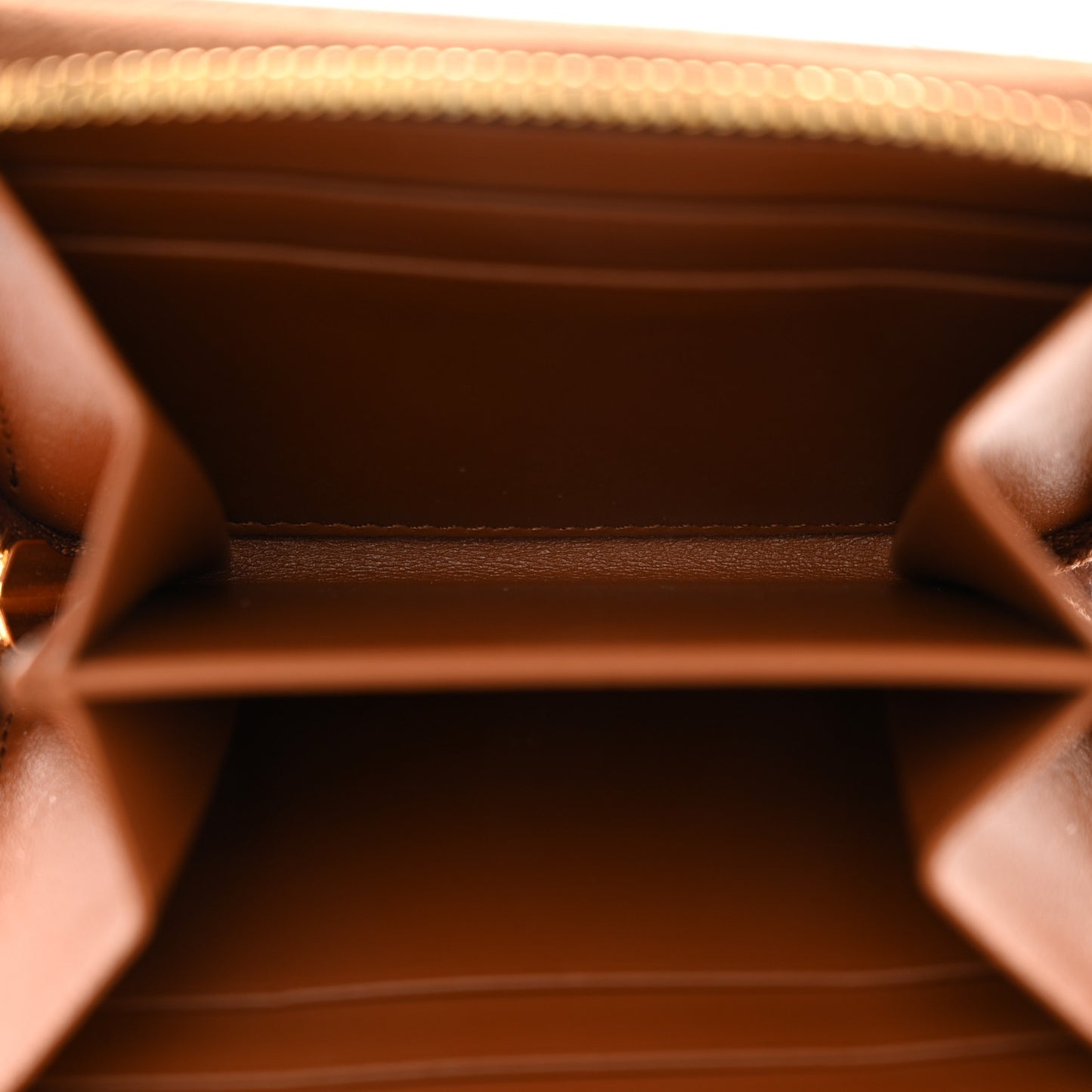 Calfskin Triomphe Zipped Compact Wallet Tan
